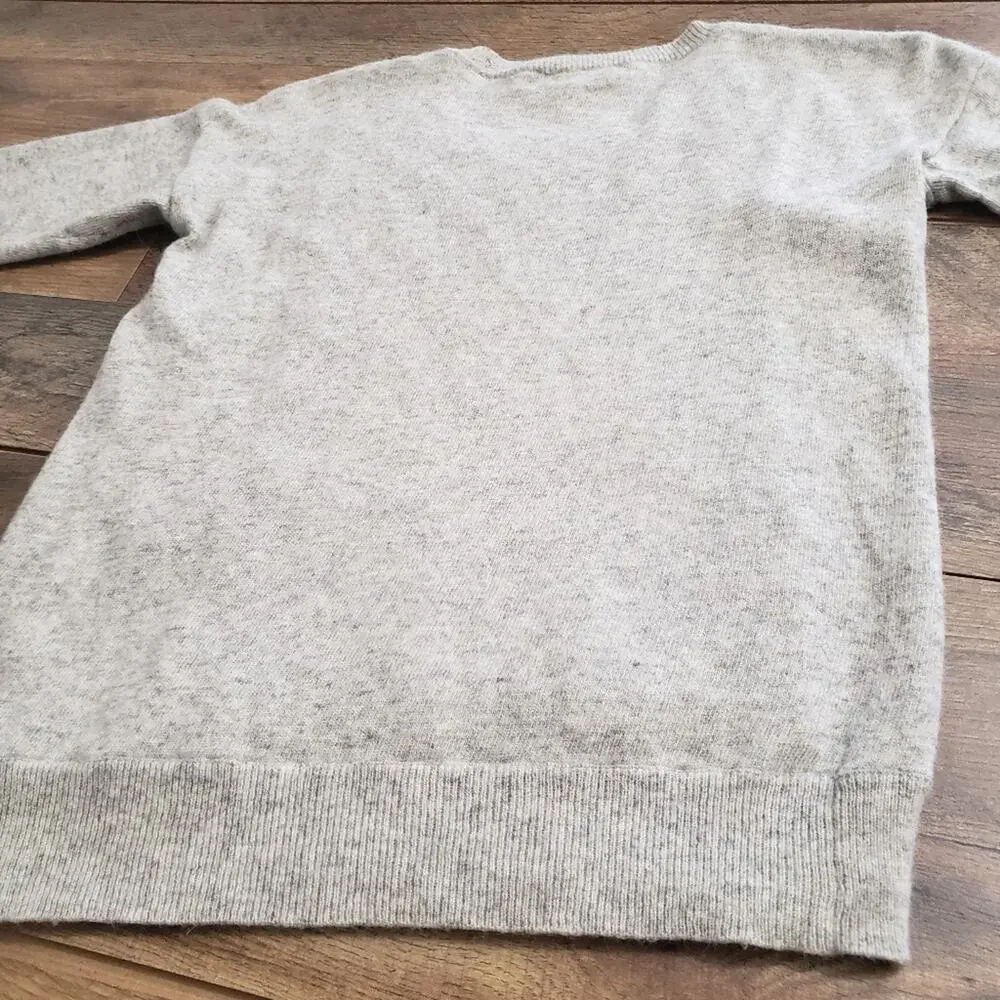 J. Crew Wool‎ Rabbit Hair Blend Gray and Black Scoopneck Knit Sweater XXS